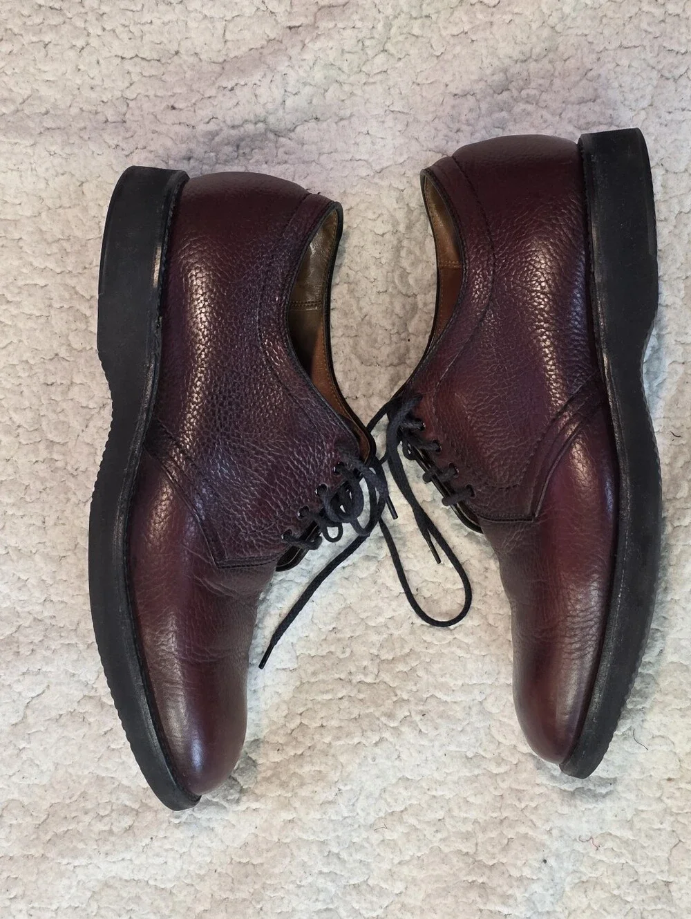 Alden 312 Burgundy Pebble Grain Leather Plain Toe Blucher Shoes Men's 10.5 C